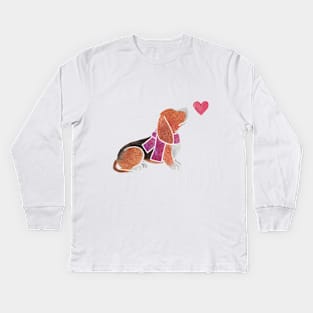 Watercolour Basset Hound Kids Long Sleeve T-Shirt